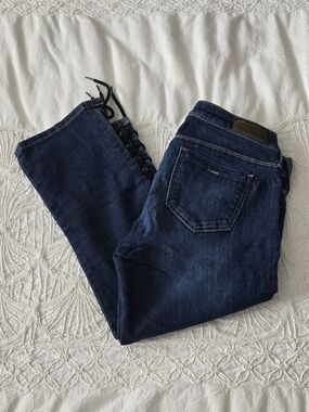 GUESS Dark Blue Denim Low Rise Lace-up Capri Jeans